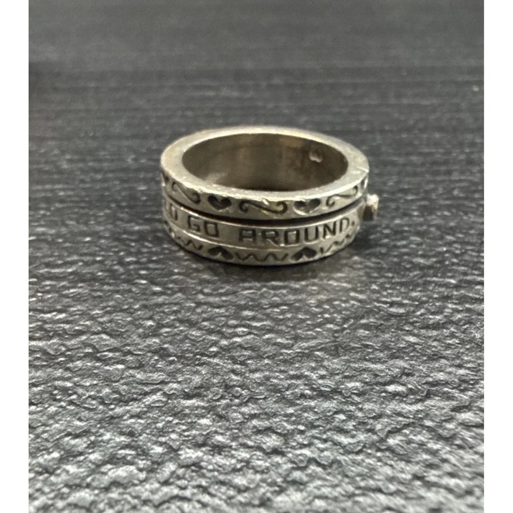Brighton Sterling Silver Garnet Spinner Love Makes World Go Round Ring Size 8